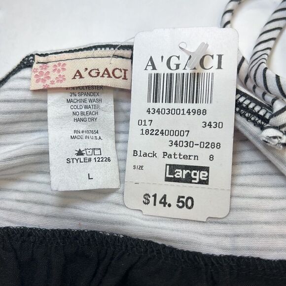 A’Gaci Women’s Black White Striped and Polka Dot Tie Strap Tank Top Size Large - Picture 5 of 5